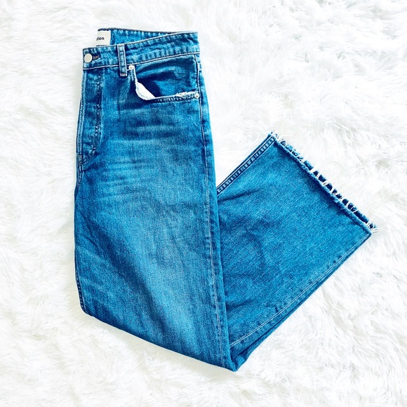 Reformation Denim - REFORMATION High Rise Cropped Raw Hem Jeans